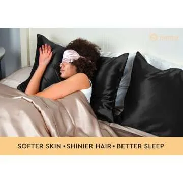 100% Mulberry Silk Pillowcase for Hair and Skin, 22 Momme Pure Natural Silk Pillow Case Both Sided with Zipper, Pillow Cover for Women Mom Men (Black, Standard 20''×26'')