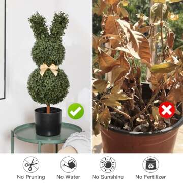 LUWENER 3FT Topiary Trees Artificial Outdoor-Artificial Rabbit Shaped Topiary Trees-UV-Resistant-Indoor Outdoor Home Front Porch Decor（2pcs）