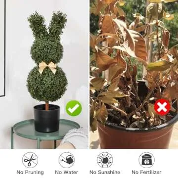 LUWENER 3FT Topiary Trees Artificial Outdoor-Artificial Rabbit Shaped Topiary Trees-UV-Resistant-Indoor Outdoor Home Front Porch Decor（2pcs）