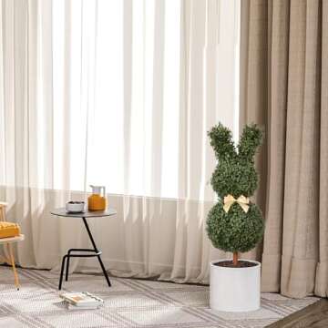 LUWENER 3FT Topiary Trees Artificial Outdoor-Artificial Rabbit Shaped Topiary Trees-UV-Resistant-Indoor Outdoor Home Front Porch Decor（2pcs）