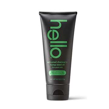 Hello Activated Charcoal Hemp Seed Oil Epic Whitening Toothpaste, 4 Ounce, Fluoride Free, SLS Free