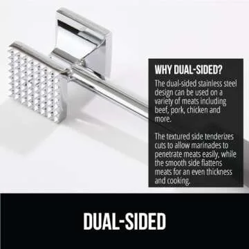 GORILLA GRIP Double-sided Meat Tenderizer Tool, Heavy Duty Kitchen Mallet, Spiked Side Tenderizes, Smooth Flattens Steak, Pound Beef, Maximize Food Flavor, Comfortable Handle, Commercial Grade, Red