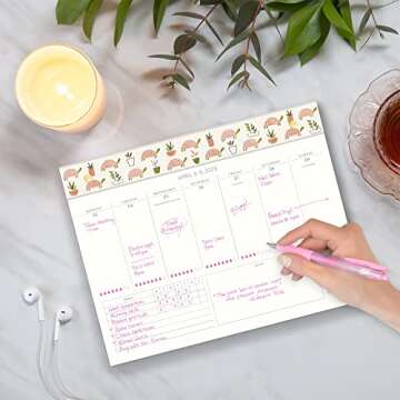 Orange Circle Studio 2022-2023 Weekly Desk Calendar Planner - 17-Month Planner with a Weekly View, To-Do List, & Goal Tracker - Turtle Garden