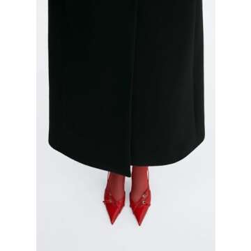 VOLEECE Women's Slingback Kitten Heels Buckle Strap Work Pumps Pointed Toe Slip On Comfortable Dress Shoes Red