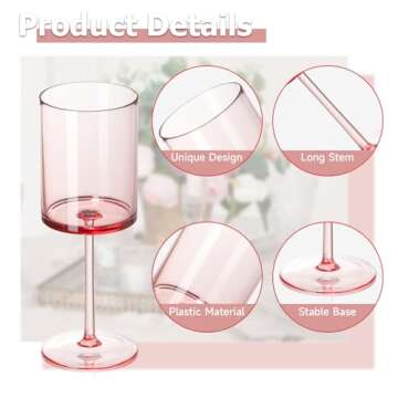 Elegant Blush Pink Plastic Wine Glasses for Parties