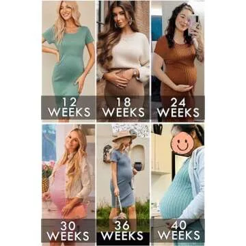 Ekouaer Maternity Dress Casual Stretchy Pregnancy Wear