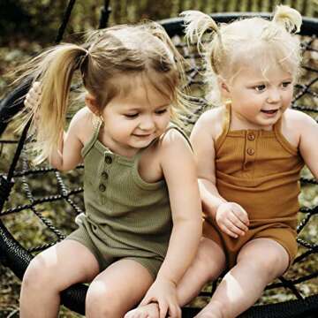 Simplee kids Baby Boys Girls Strap Rompers Knitted Jumpsuits Cotton Onesie Sleeveless Bodysuits Over...