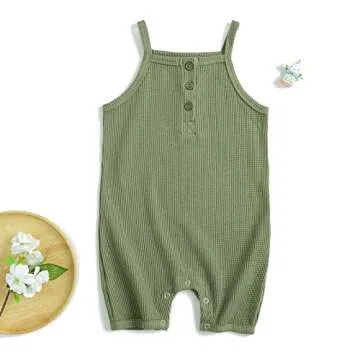 Simplee kids Baby Boys Girls Strap Rompers Knitted Jumpsuits Cotton Onesie Sleeveless Bodysuits Overalls for Summer Pack of 2