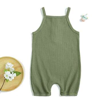 Simplee kids Baby Boys Girls Strap Rompers Knitted Jumpsuits Cotton Onesie Sleeveless Bodysuits Overalls for Summer Pack of 2