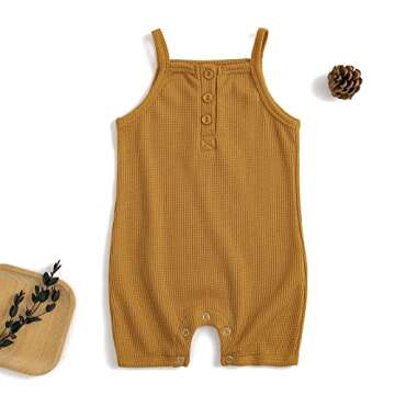 Simplee kids Baby Boys Girls Strap Rompers Knitted Jumpsuits Cotton Onesie Sleeveless Bodysuits Overalls for Summer Pack of 2