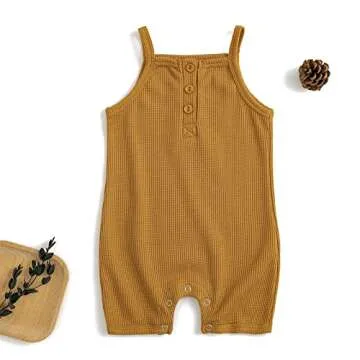 Simplee kids Baby Boys Girls Strap Rompers Knitted Jumpsuits Cotton Onesie Sleeveless Bodysuits Overalls for Summer Pack of 2