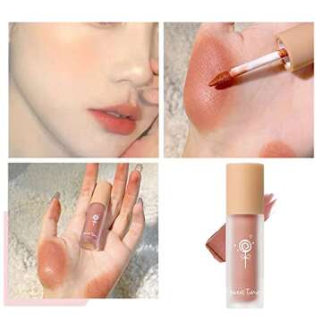 Sunlucky Blush Liquid - Nude Makeup Moisturizing and Brightening Rouge Cream Face Make-Up Pigmented Natural-Looking, 03 Rose Black Tea