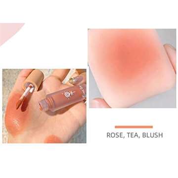 Sunlucky Blush Liquid - Nude Makeup Moisturizing and Brightening Rouge Cream Face Make-Up Pigmented Natural-Looking, 03 Rose Black Tea