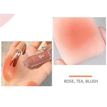 Sunlucky Blush Liquid - Nude Makeup Moisturizing and Brightening Rouge Cream Face Make-Up Pigmented Natural-Looking, 03 Rose Black Tea