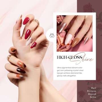 Beetles 23Pcs Gel Nail Polish Kit Winter Colors, Nude Pink Brown Burgundy Red Gel Polish Set with Base Top Coat Verse of Roses Kit, Soak off Uv Gel Golden Glitter Holiday Nail New Year Gift for Women