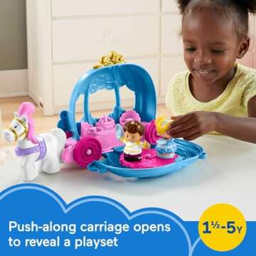 Fisher-Price Little People Toddler Toy Disney Princess Cinderella’s Dancing Carriage Playset with ...