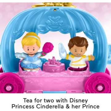 Fisher-Price Little People Toddler Toy Disney Princess Cinderella’s Dancing Carriage Playset with Figures for Pretend Play Ages 18+ Months​