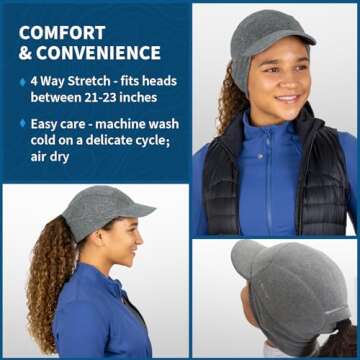 TrailHeads Fleece Ponytail Hat for Women – Trailblazer Reflective Winter Hat with Ponytail Hole fo...