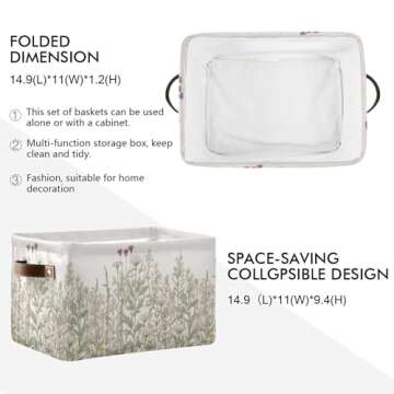 xigua Vintage Colorful Herbs Wild Flowers Floral Storage Basket Collapsible Toy Storage Bins Waterpr...