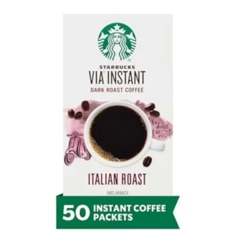 Starbucks VIA Instant Coffee, Italian Roast – 50 Premium Arabica Packets
