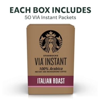 Starbucks VIA Instant Coffee, Italian Roast, 50 Packets
