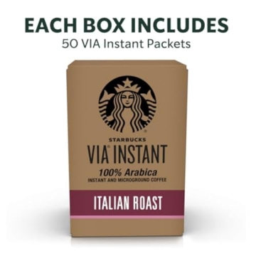 Starbucks VIA Instant Coffee, Italian Roast, 50 Packets