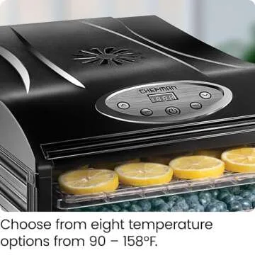 Chefman 9-Tray Food Dehydrator Machine Professional Electric Multi-Tier Food Preserver, Dried Meat or Beef Jerky Maker, Fruit & Vegetable Dryer with 9 Slide Out Trays & Transparent Door, Black