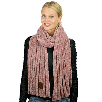 C.C Women's Chenille Knit Shawl Wrap Scarf - Rose