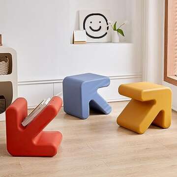 NURCIX Modern Footstool Ottoman Foot Rest, Exquisite Small End Table, Soft Foot Stool with S-Shape, Dressing Makeup Chair, Living Room, Bedroom, Entrance,Yellow