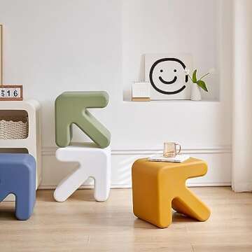 NURCIX Modern Footstool Ottoman Foot Rest, Exquisite Small End Table, Soft Foot Stool with S-Shape, Dressing Makeup Chair, Living Room, Bedroom, Entrance,Yellow