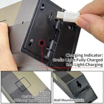 AIDYVOI Light-up Wall Torch Lamp, 7-Color Night Light, USB Rechargeable Night Lamp, Hand Held & Wall Mountable Table Light, Costume Cosplay Nightstand Lamp for Room Decor for Boys, Brown