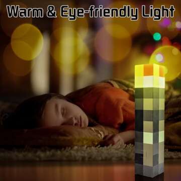 AIDYVOI Light-up Wall Torch Lamp, 7-Color Night Light, USB Rechargeable Night Lamp, Hand Held & Wall Mountable Table Light, Costume Cosplay Nightstand Lamp for Room Decor for Boys, Brown