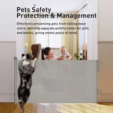 Cumbor 55" Wide Retractable Baby Gates for Doorways, Mom's Choice Award - Mesh Dog Gate for The House, One-Hand Opening Child Toddler Gates for Stairs, Pet Puppy Fence Indoor & Outdoor, Gray