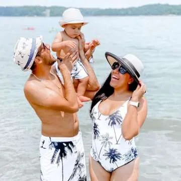 IFFEI Mommy and Me Family Matching Swimsuits Coconut Tree Printed One Piece Summer Sporty Monokini Bathing Suits Men: XL