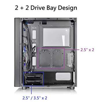 Thermaltake V250 Motherboard Sync ARGB ATX Mid-Tower Chassis with 3 120mm 5V Addressable RGB Fan + 1 Black 120mm Rear Fan Pre-Installed CA-1Q5-00M1WN-00