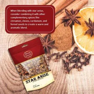 Spicy World Star Anise 14 Oz Bulk Bag | Premium Quality Whole Pods | Chinese Star Anise Pods - Perfect for Flavorful Dishes | Great for Baking & Tea