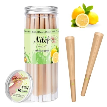 Nilef 1-1/4 Size Rolling Papers Pre Rolled Cones with Bursting Crush Bead | Fresh Lemon Flavor | Bro...