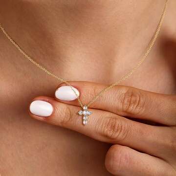 Tewiky Dainty Cross Necklace for Women, Simple Gold Jewelry