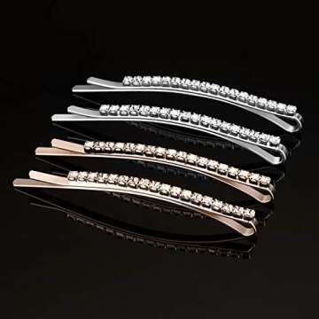 TecUnite 16 Pcs Rhinestone Bobby Pins Bling Decorative Hair Pins Metal Diamond Clear Crystal Fancy H...