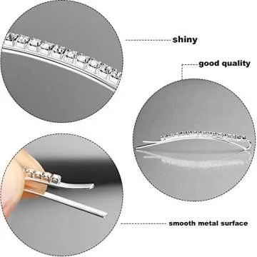 TecUnite 16 Pcs Rhinestone Bobby Pins Bling Decorative Hair Pins Metal Diamond Clear Crystal Fancy Hair Clips Barrette Accessories for Women Bridal Wedding Party Daily, 2.36 Inch(Silver, Rose Gold)