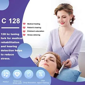 128 Hz Tuning Fork Weights Aluminum Clinical Grade Nerve/Sensory with Black Silicone Hammer, Cleaning Cloth and Felt Case, Non-Magnetic Aluminum Alloy