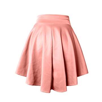 NE PEOPLE Women’s Skater Skirt – Stretch Elastic Waist Casual Mini Flared Swing Pleated Skirts Made in USA NEWSK12 Light Coral L