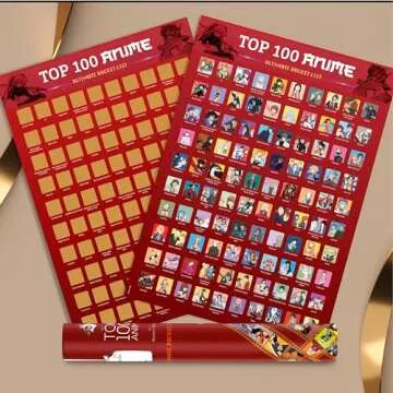 Me Time Joy Top 100 Anime Scratch Off Poster With Scratching Tool and Ebook,100 Anime Bucket List Series