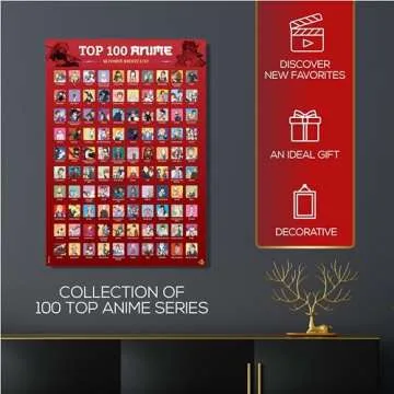 Me Time Joy Top 100 Anime Scratch Off Poster With Scratching Tool and Ebook,100 Anime Bucket List Series