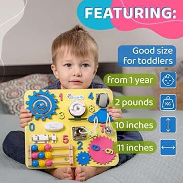 Busy Board for Toddlers, Sensory Game, Montessori Board for Kids, Activity Toy for Toddlers, Develop Fine Motor Skills, Educational Learning Toy, Learning Wooden Travel Toy, Doors and Locks