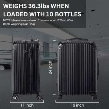 Wine Bottle Suitcase | Holds 10 Standard 750 ML Size Bottles | Universal Airplane Luggage Case, TSA Approved Wheeled Bag For Professionals and Consumers, Gift For Wine Lovers & Connoisseurs (24 IN)
