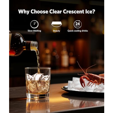 COWSAR Crescent Ice Maker Countertop - 16PCS Crystal Clear Ice in 12 Minutes, 27 Lbs/24H with Self-C...