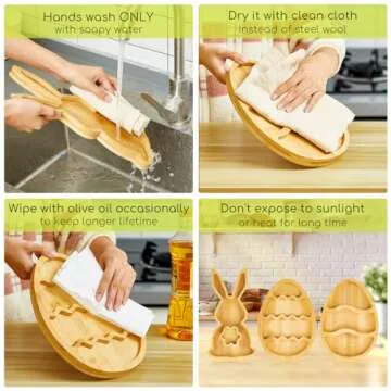 Patelai 3 Pieces Easter Wooden Serving Tray Easter Plates Bunny Charcuterie Board Bunny Plates Dishes Charcuterie Board Dinner Tray Rabbit Shaped Wooden Easter Party Decorations