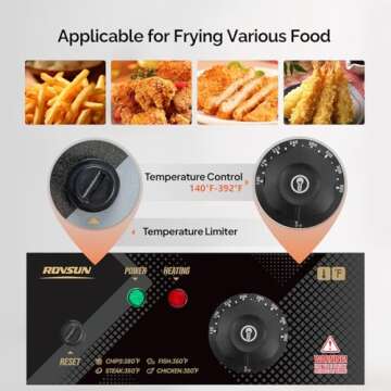 ROVSUN 11.4QT Electric Deep Fryer w/Basket & Lid, Countertop Kitchen Frying Machine, Temperature Adjustable Stainless Steel French Fryer for French Fries, Onion Rings, Donuts, 1700W 60Hz 110V