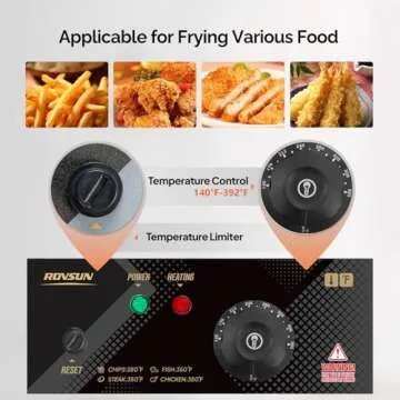 ROVSUN 11.4QT Electric Deep Fryer w/Basket & Lid, Countertop Kitchen Frying Machine, Temperature Adjustable Stainless Steel French Fryer for French Fries, Onion Rings, Donuts, 1700W 60Hz 110V
